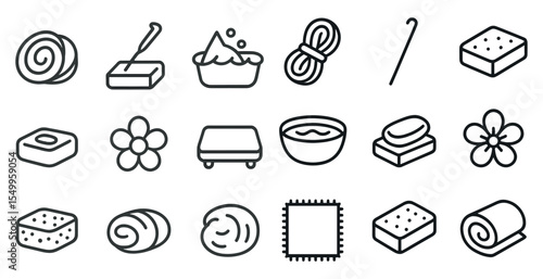 Soap and spa outline icons set – bath, wellness, relaxation symbols