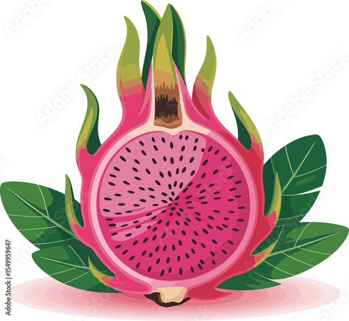 Vibrant Pink Dragon Fruit Cut Open – Healthy and Nutritious Superfood