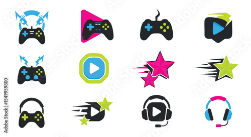 Dynamic Pop Art Game And Media Icons With Vibrant Colors And Energy