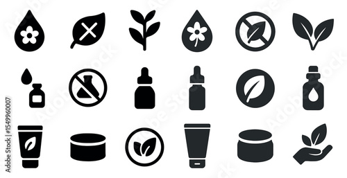 Eco-friendly solid icons set – filled, green, sustainability symbols for nature apps
