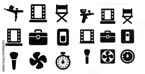 Makeup and beauty silhouette icons set – cosmetics, salon, styling essentials