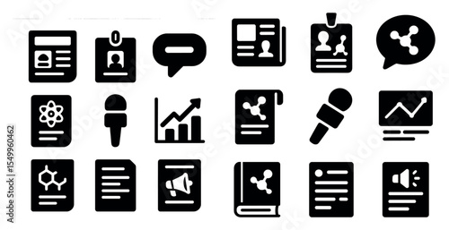 Business and communication solid icons set – corporate, professional, office symbols
