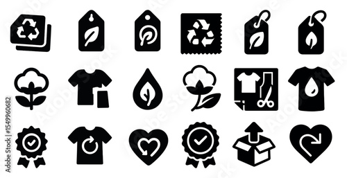 Ecology and sustainability solid icons set – filled, environmental, eco-friendly symbols