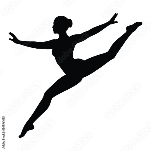 silhouette gymnast dancer, set of ballerina female flexible pose
