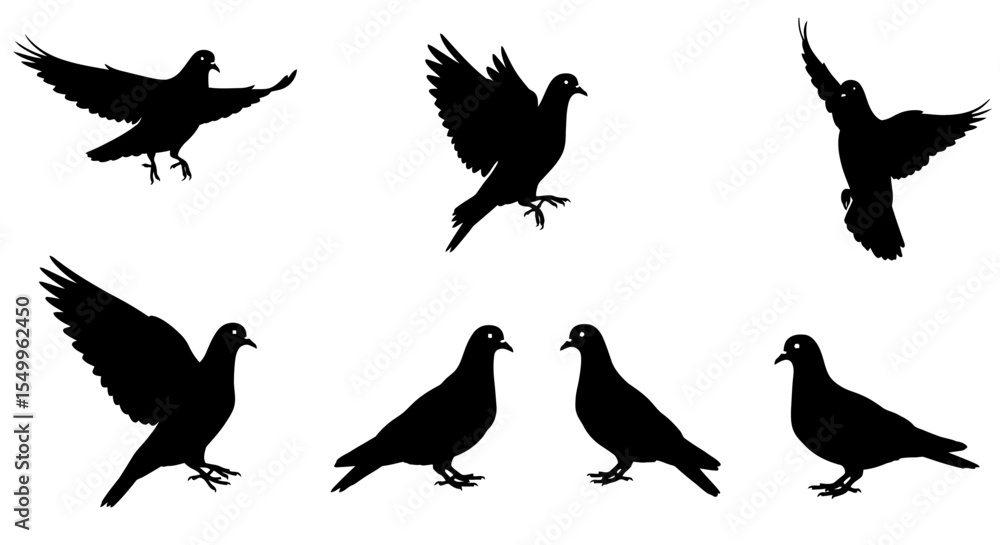 Obraz premium A vector set of cute flying bird silhouettes, perfect for nature-inspired designs