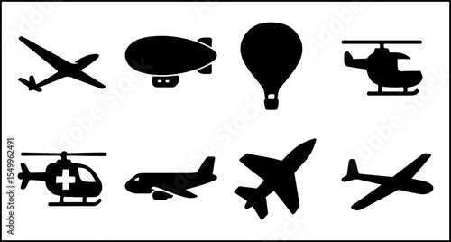Air Transport Silhouette Icons
