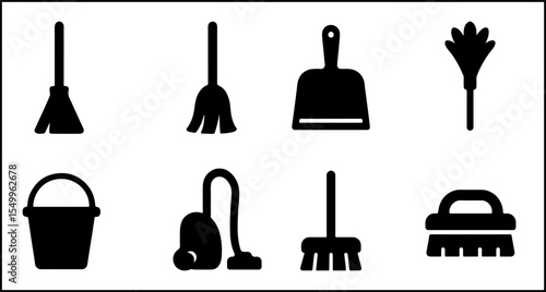 Cleaning Tool Silhouette Icons