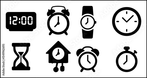 Clock Silhouette Icons