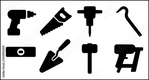 Construction Tool Silhouette Icons