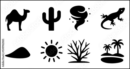 Desert Element Silhouette Icons