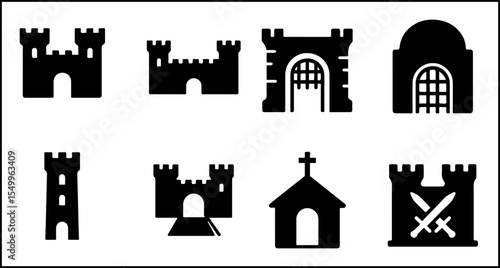 Medieval Architecture Silhouette Icons