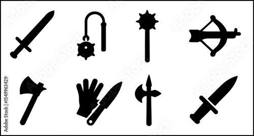 Medieval Weapon Silhouette Icons