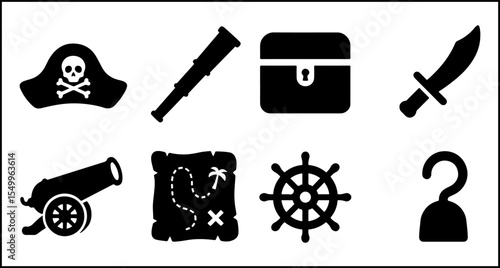 Pirate Item Silhouette Icons