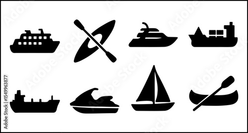 Sea Transport Silhouette Icons