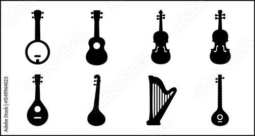String Instrument Silhouette Icons