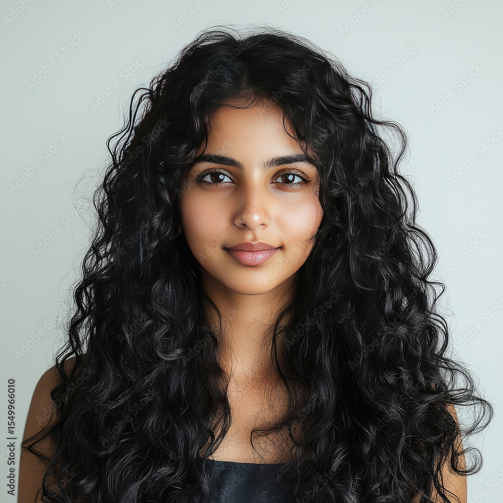Naklejka premium young indian woman with Lazy curl Hair