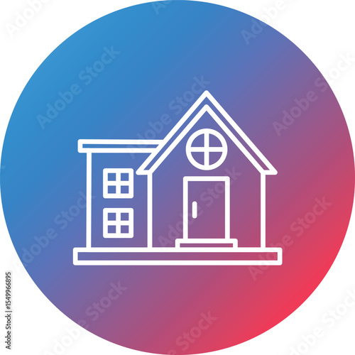 Bungalow Line Gradient Circle Background Icon