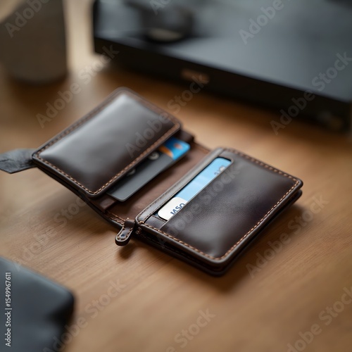 leather wallet with credit cards
