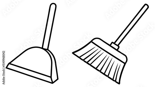 Minimalistic vector illustration of a dustpan and broom set for effective cleaning solutions