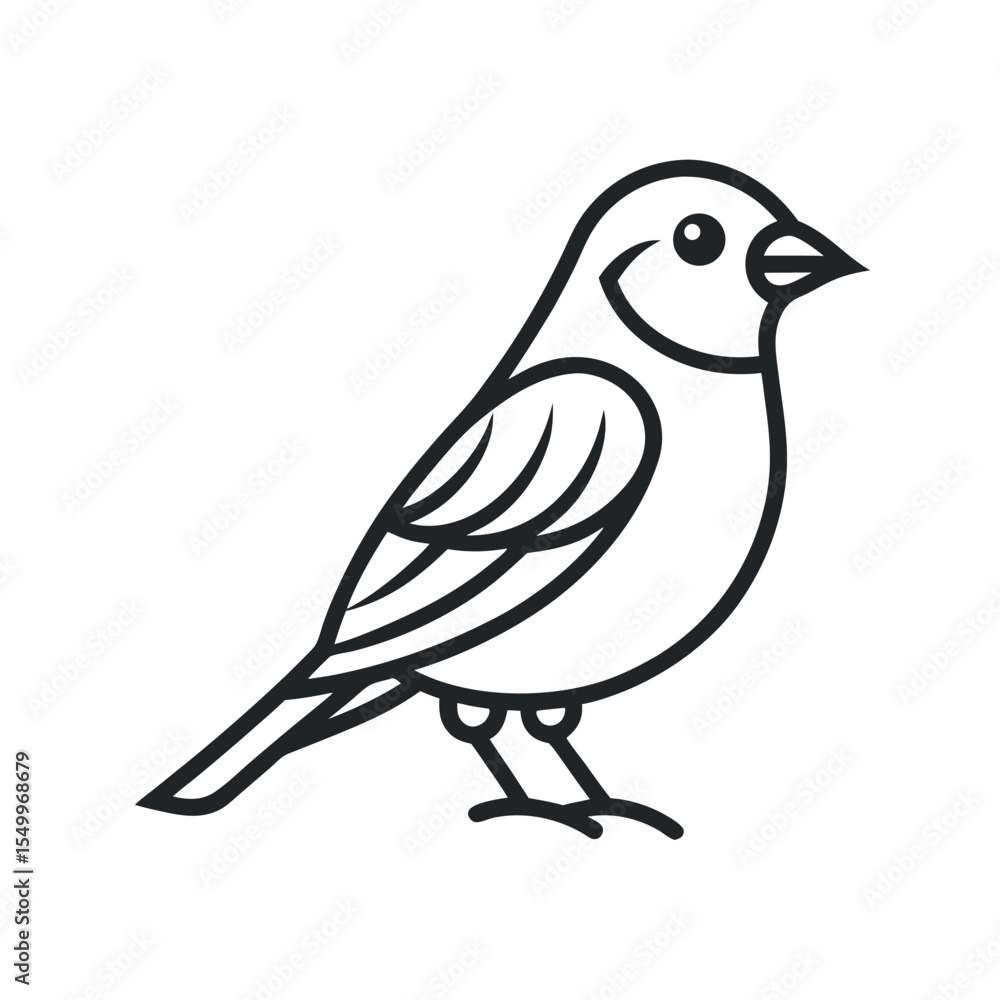 Obraz premium Sparrow outline icon. Flat line art songbird illustration.