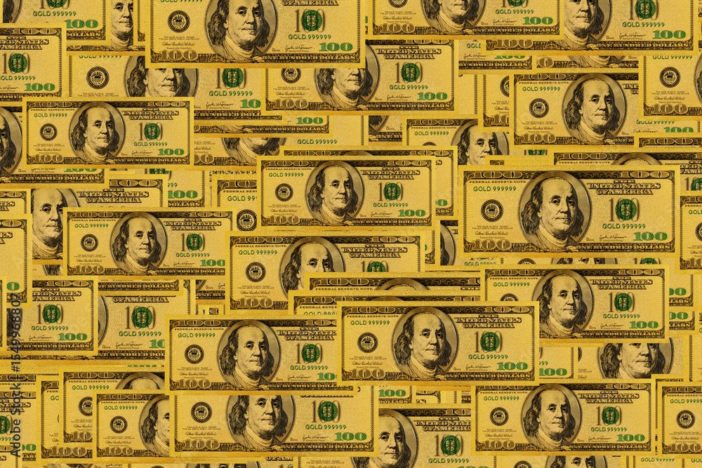 Obraz premium Gold 100 dollar bill for design purposes. Money of the United States of America.