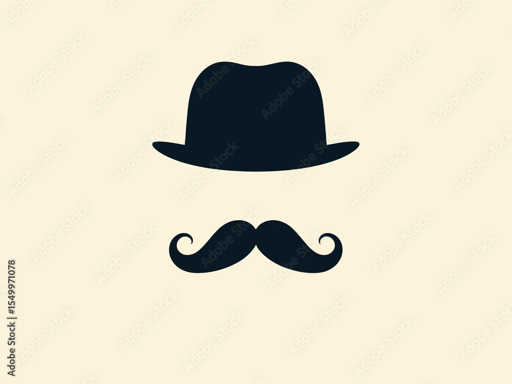 Vector Illustration of Mustache and Hat Vector Illustration of Mustache and Hat