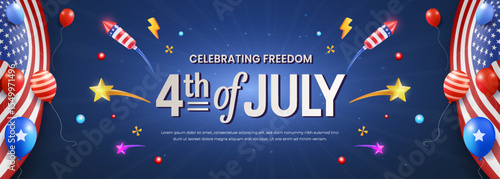 Celebration of Independence Day With Patriotic Decorations and Firework Elements