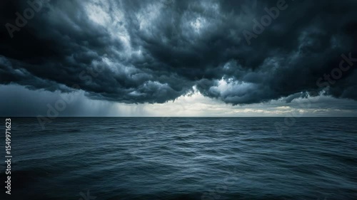 Dark Storm Clouds Over a Turbulent Sea