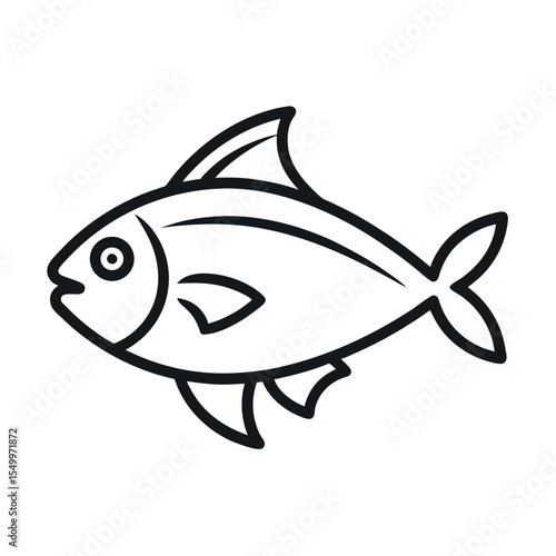 Hilsa fish line art vector icon. Freshwater fish outline illustration.