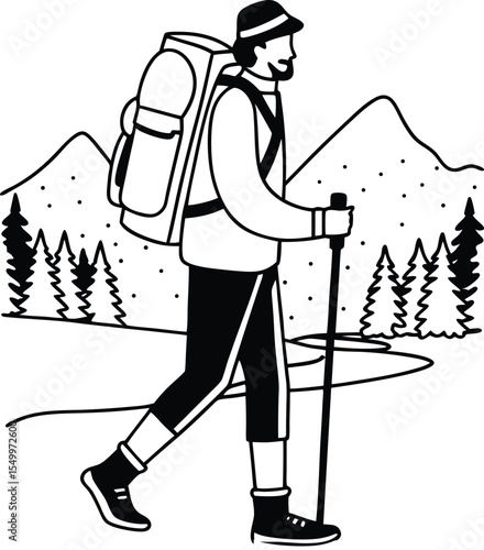 vector illustration of a man with a backpack