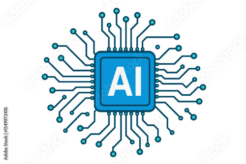 The AI  features a cpu chipset connected by a print circuit board with dot connection lines labeled
