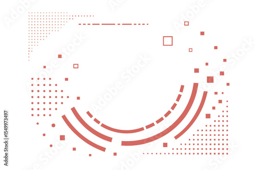 Digital technology serves as the backdrop for an abstract design featuring red particles
