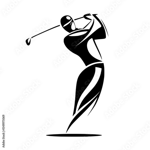 a black silhouette of a golfer hitting the ball abstract, ball, black, golf, golfer, hit, silhouette , Generative art.