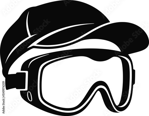 Protective Gear Baseball Cap and Goggles Illustration