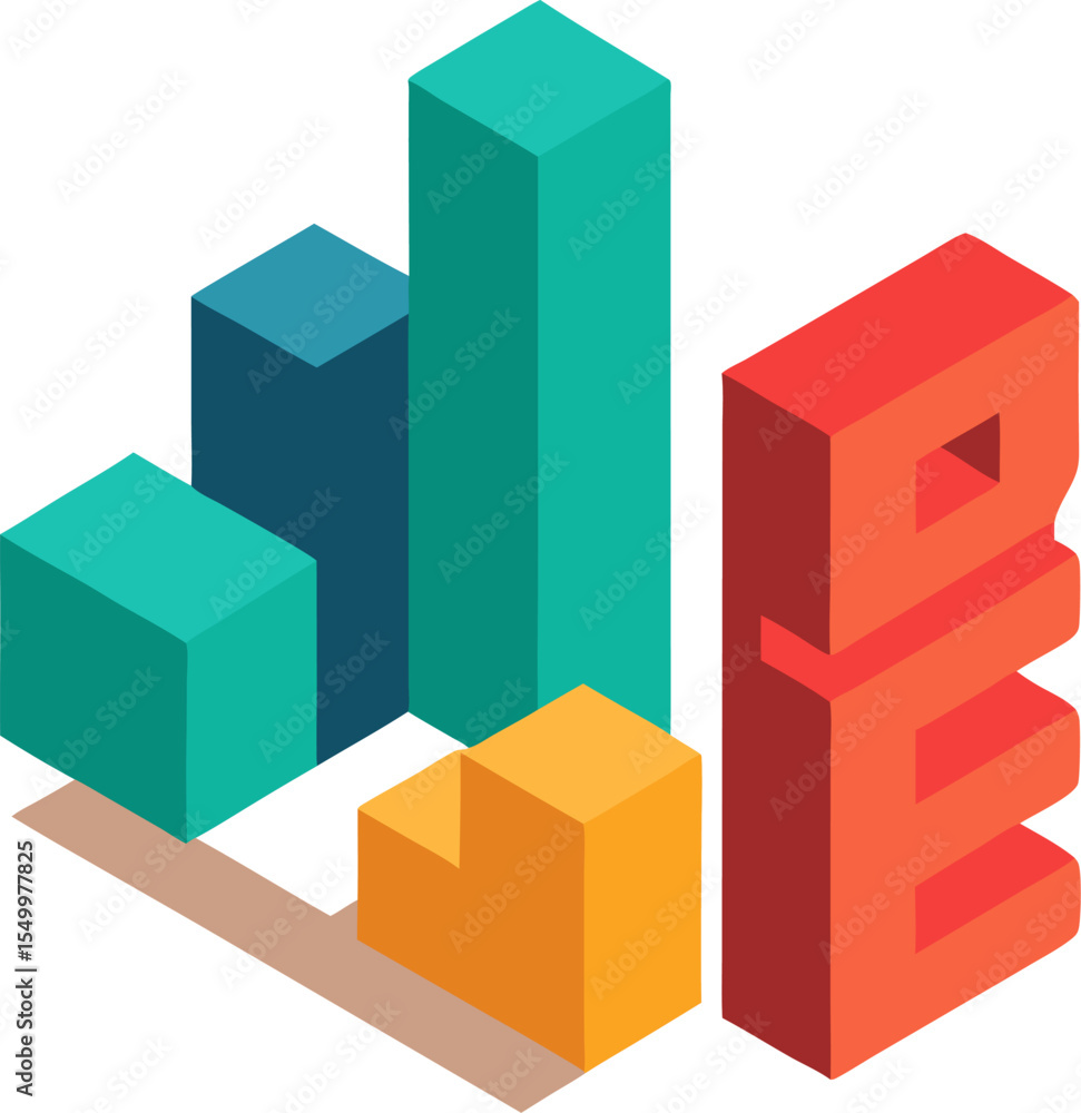 Fototapeta premium 3d render of a building blocks with different colors