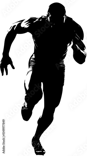 a black silhouette of a football player running ball, black, football player, man, rugby player, run, silhouette , Generative art.