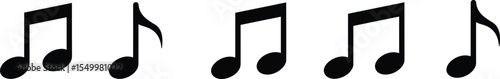 Set of Black Music Notes Icons, Musical Symbols, Melody, Rhythm, Sound, Audio, Song, Harmony, Treble Clef, Notation, Tune, Concert, Entertainment, Art