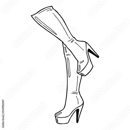 retro style long boots outline