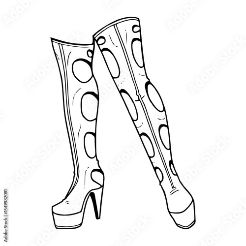 fashion boots with circular pattern outline