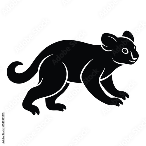 koala setting action on white background