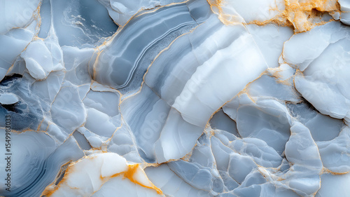 Beautiful blue and white marble texture with golden veins