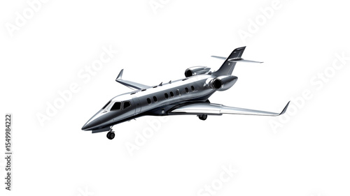 Sleek Silver Private Jet in Flight - Luxury Air Travel