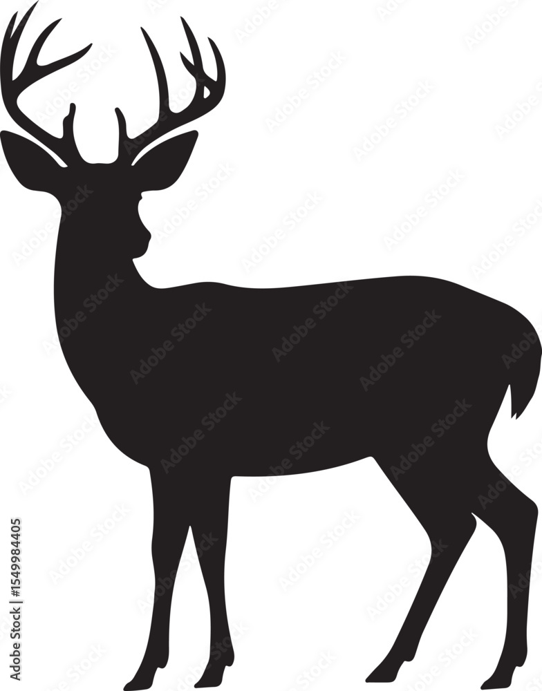 Obraz premium Silhouette of a Doe Deer Standing Profile on Checkered Field