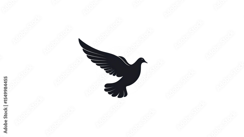 Fototapeta premium Elegant Silhouette of a Dove in Flight, Symbol of Peace and Hope