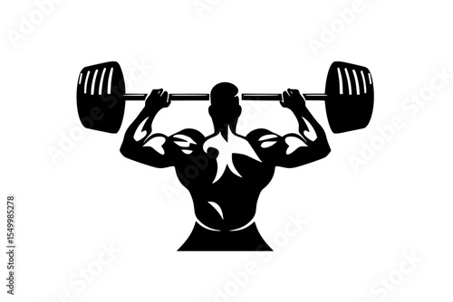 a black silhouette of a man lifting a heavy barbell black, head, icon, illustration, man, silhouette , Generative art.