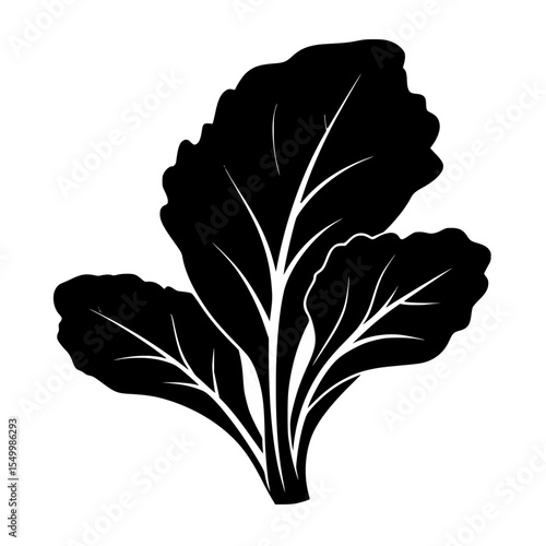 black silhouette of lettuce on a white background black, flat, icon, lettuce, silhouette, style , Generative art.