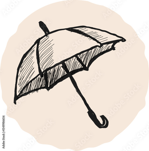 Sketch of an umbrella hand-drawn vector