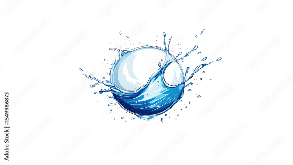 Fototapeta premium Abstract Water Splash Orb Refreshing Blue Liquid Design Element