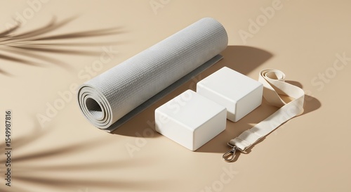Minimalist White Yoga Kit with Palm Shadows