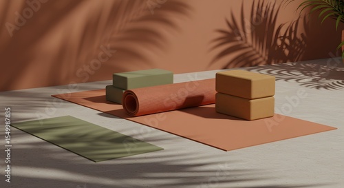 Terracotta and Olive Yoga Set in Tropical Light